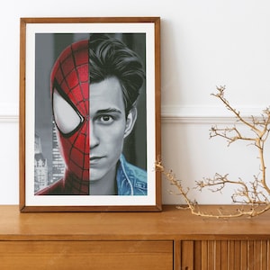 Spider Tom Holland Superheroes Cross Stitch Pattern DMC Chart TwoColorVariations Needlepoint Embroidery Chart Printable PDF Instant Download
