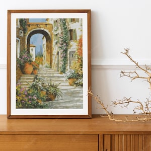 Italian street Cross Stitch Pattern DMC Chart Two Color Variations Needlepoint Embroidery Chart Printable PDF Instant Download