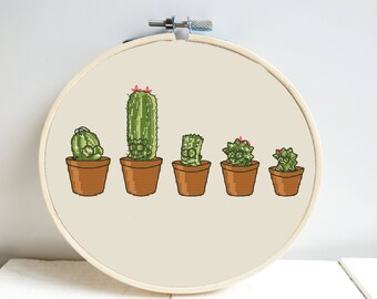 Cactus the Simpsons Cross Stitch Pattern DMC Chart Two Color Variations Needlepoint Embroidery Chart Printable PDF Instant Download