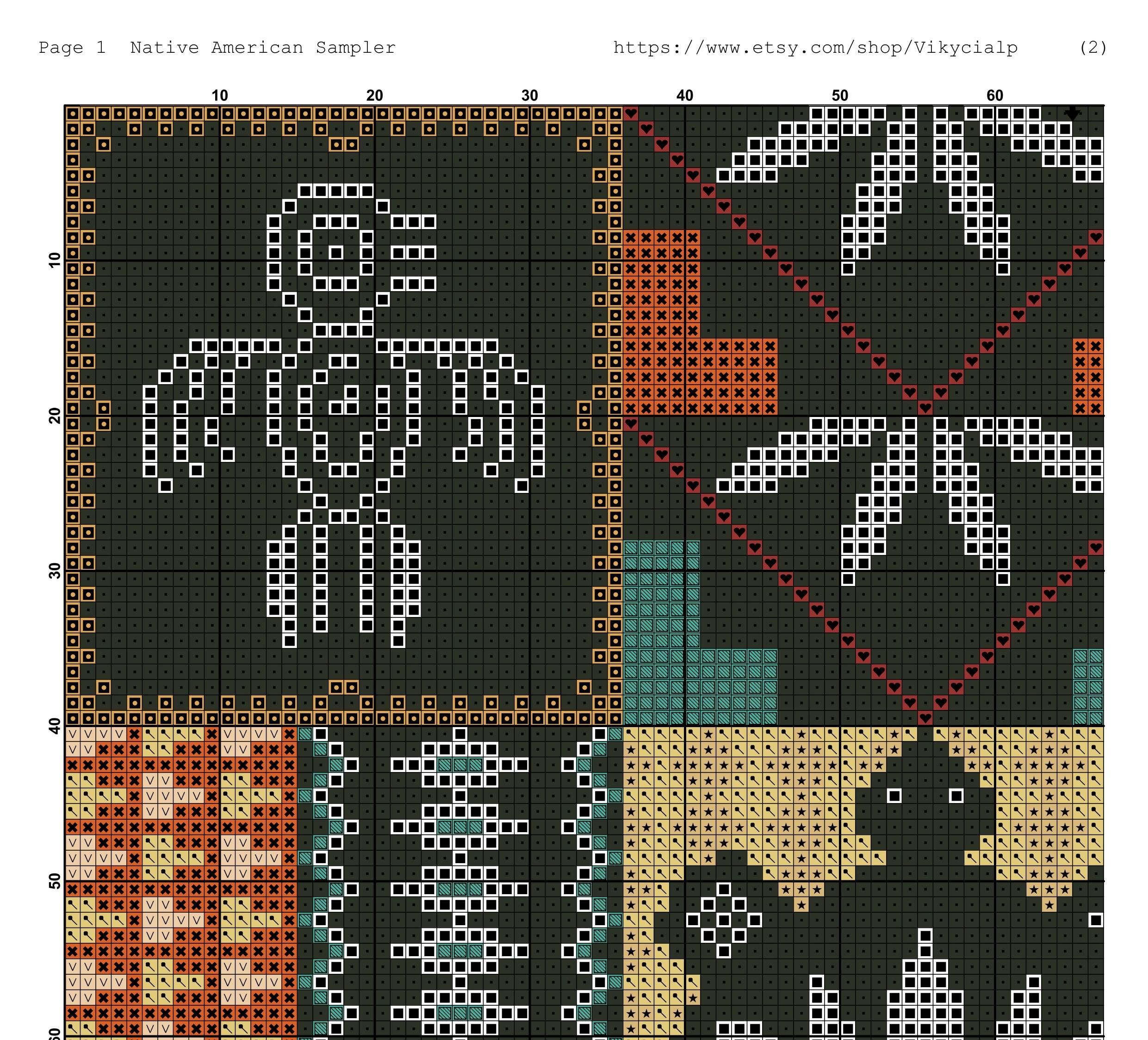 Native American Sampler Cross Stitch Pattern DMC Needlepoint Embroidery ...