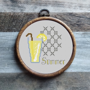 Taste of Summer Cross Stitch Pattern DMC Chart Two Color Variations Needlepoint Embroidery Chart Printable PDF Instant Download