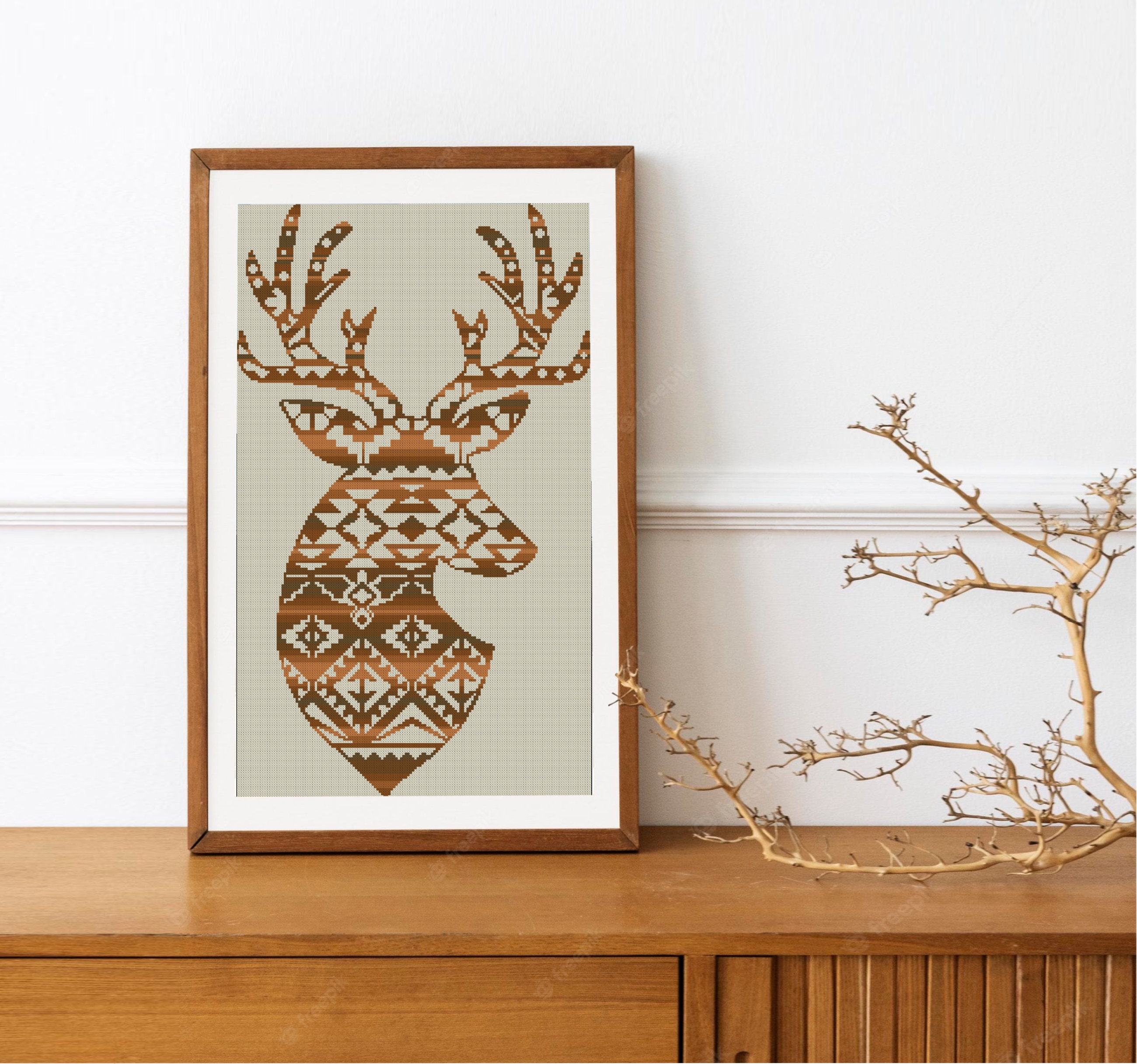 Deer Cross Stitch Pattern DMC Chart Two Color Variations Needlepoint ...