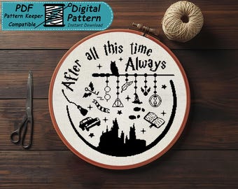 Wizard Cross Stitch Sampler PDF, Magic School Cross Stitch Pattern, Castle Embroidery Design, Owl Witchcraft Chart, Pattern Keeper Digital