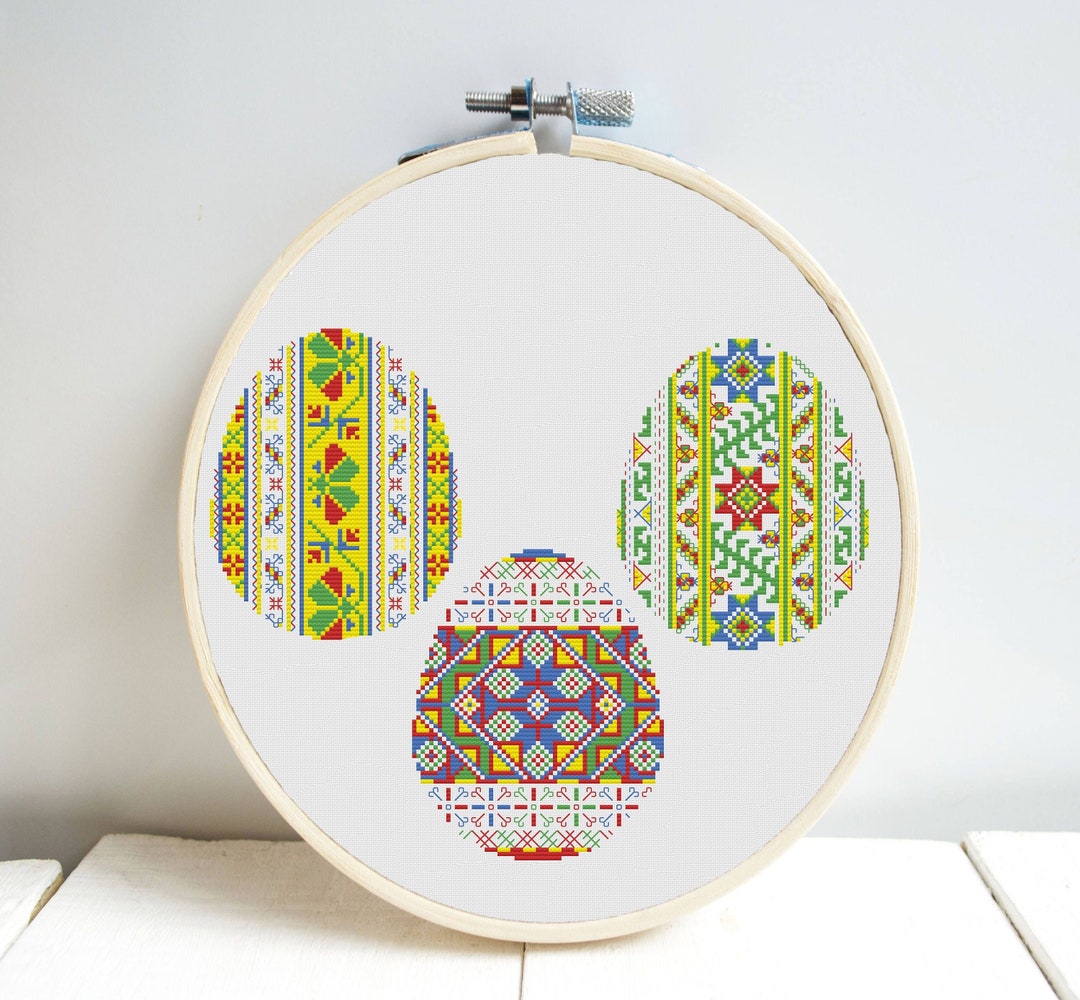 Easter Ornament Eggs Cross Stitch Pattern DMC Chart Two Color ...