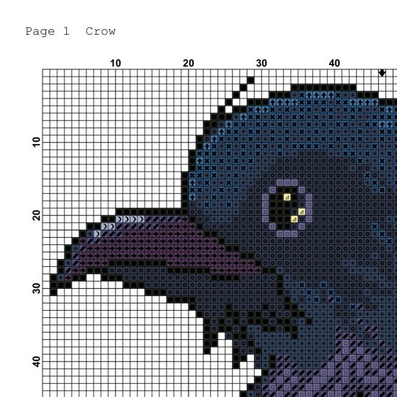 Crow Cross Stitch Pattern DMC Chart Two Color Variations Etsy