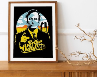 Better Call Soul Korsstygnsmönster DMC-diagram Två färgvariationer Nålspetsbroderidiagram Utskrivbar PDF Direktnedladdning