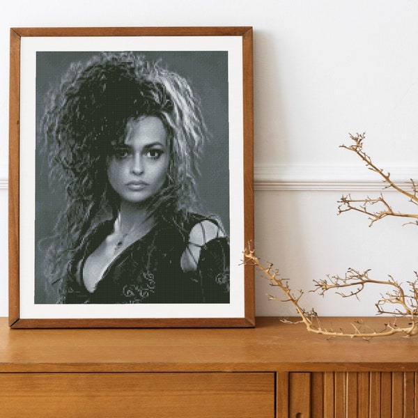 Helena Bonham Carter Cross Stitch Pattern DMC Chart Two Color Variations Needlepoint Embroidery Chart Printable PDF Instant Download