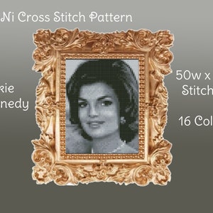 Jackie Kennedy MINI Cross Stitch Pattern DMC Chart Two Color Variations ...