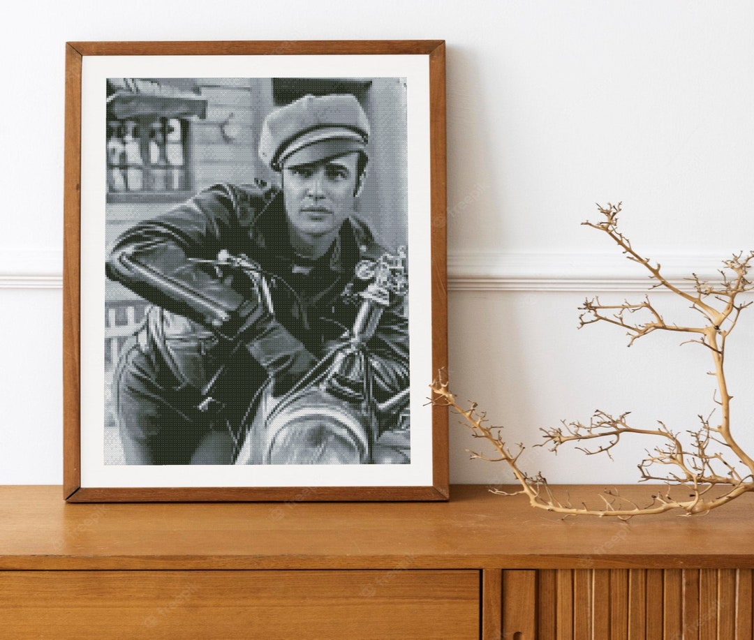 Marlon Brando Cross Stitch Pattern DMC Chart Two Color Variations