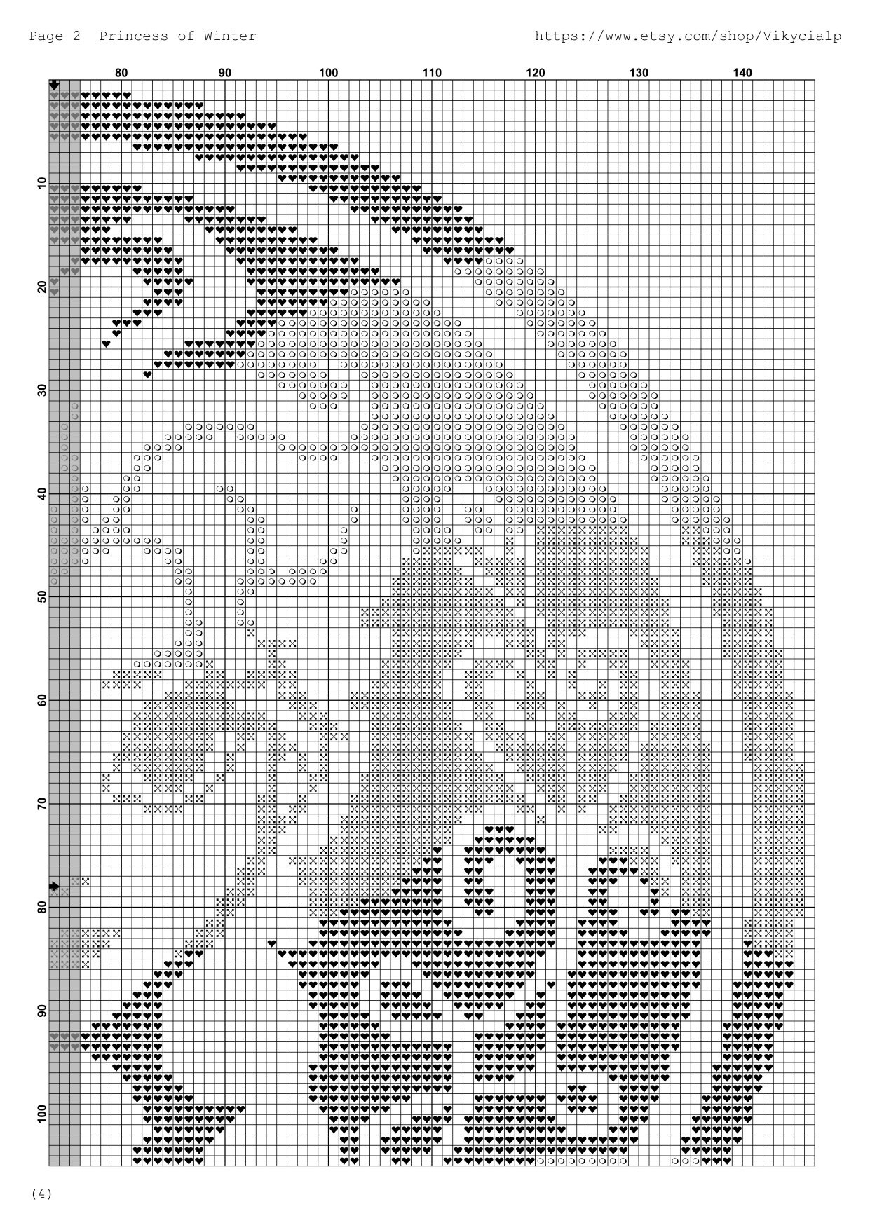 Princess of Winter Cross Stitch Pattern DMC Chart Two Color Variations ...
