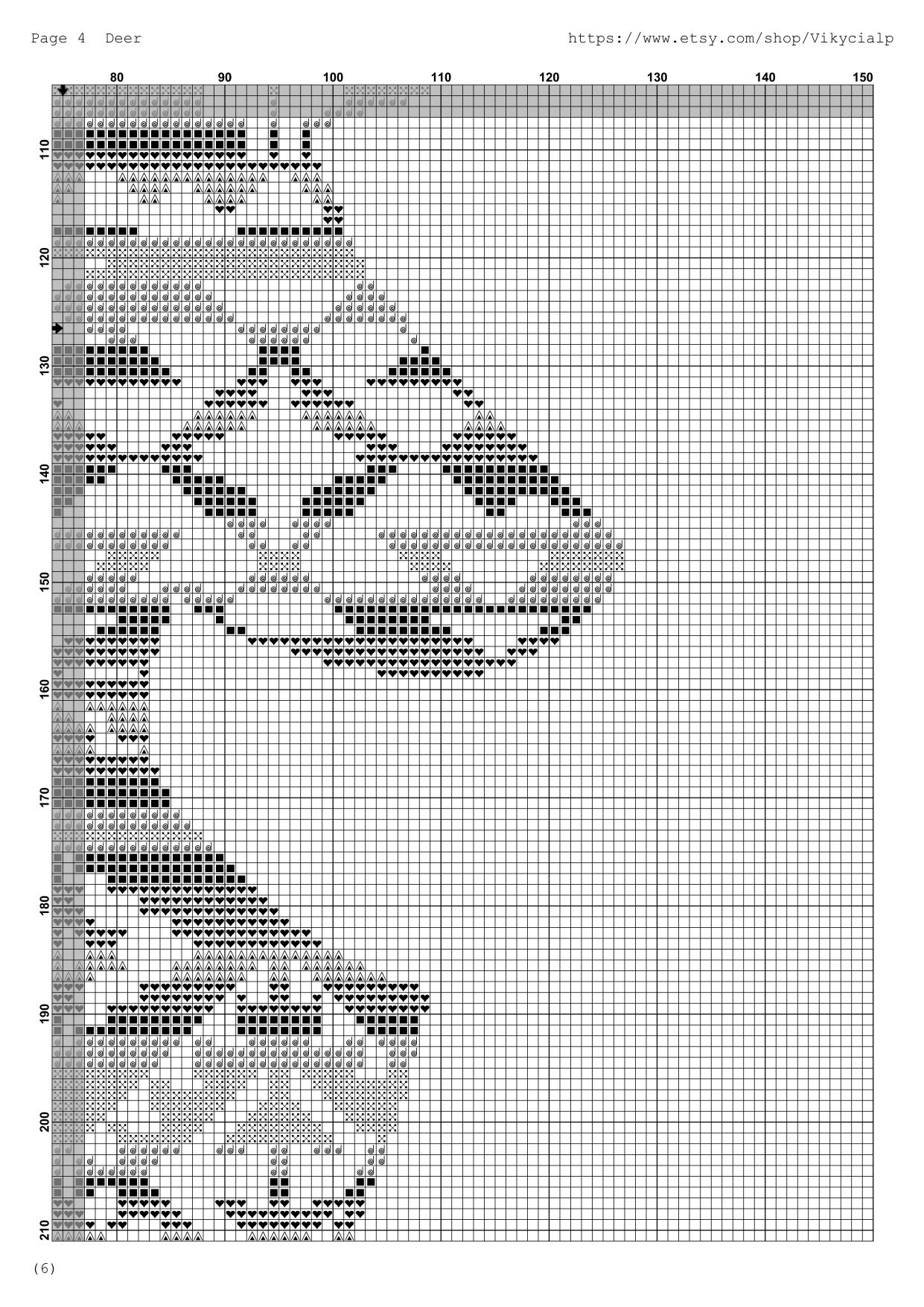 Deer Cross Stitch Pattern DMC Chart Two Color Variations Needlepoint ...