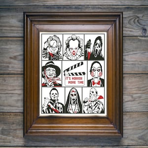 Big horror sampler Cross Stitch Pattern DMC Chart Two Color Variations Needlepoint Embroidery Chart Printable PDF Instant Download
