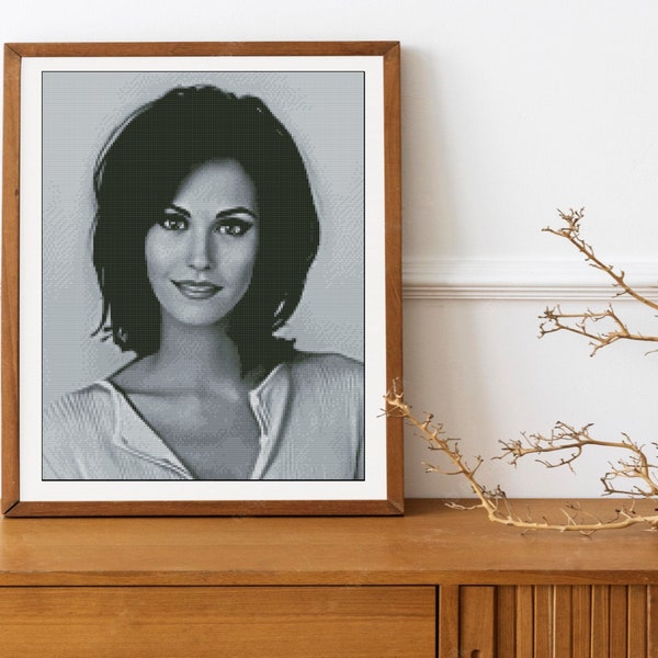 Courteney Cox Cross Stitch Pattern DMC Chart Two Color Variations Needlepoint Embroidery Chart Printable PDF Instant Download