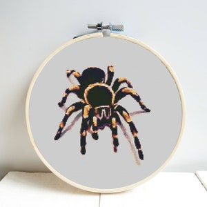 Great Tarantula 3d Spider Cross Stitch Pattern DMC Chart Two Color Variations Needlepoint Embroidery Chart Printable PDF Instant Download