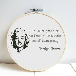Marilyn Monroe Cross Stitch Pattern DMC Chart Two Color Variations Needlepoint Embroidery Chart Printable PDF Instant Download