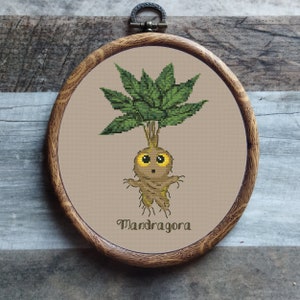 Mandragora Cross Stitch Pattern DMC Chart Two Color Variations Needlepoint Embroidery Chart Printable PDF Instant Download