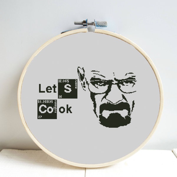 Lets Cook Heisenberg  Breaking Bad  letters Cross Stitch Pattern DMC Chart Needlepoint Embroidery Chart Printable PDF Instant Download