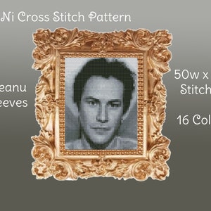 Keanu Reeves MINI Wzór do haftu krzyżykowego Wykres DMC Dwie wersje kolorystyczne Wykres haftu igłowego Do wydruku w formacie PDF Natychmiastowe pobranie