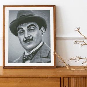 David Suchet Cross Stitch Pattern DMC Chart Two Color Variations Needlepoint Embroidery Chart Printable PDF Instant Download