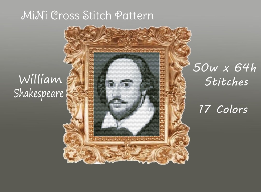 William Shakespeare Cross Stitch Pattern: Two Color DMC Chart (PDF ...