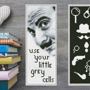 Detective bookmarks Cross Stitch Pattern DMC Chart Two Color Variations Needlepoint Embroidery Chart Printable PDF Instant Download