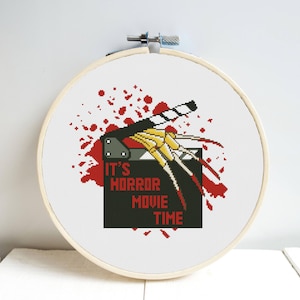 It horror movie time Cross Stitch Pattern DMC Needlepoint Embroidery Chart Printable PDF Instant Download