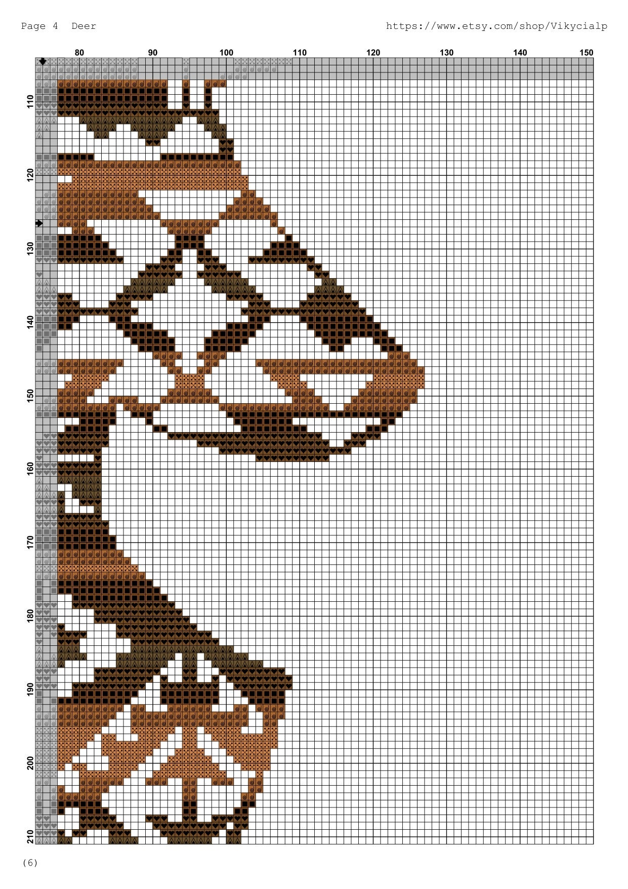 Deer Cross Stitch Pattern DMC Chart Two Color Variations Needlepoint ...