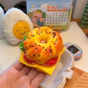 Sandwich Bagel Taba Squishy Toy | Soft Slow Rising Silicone Squishy | Kawaii Food Squishy | Gift Ideas