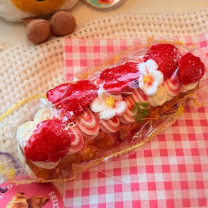 Strawberry handmade French Toast Taba Squishy | Soft Slow Rising Silicone Squishy | Kawaii Food Squishy | Dessert Collectables
