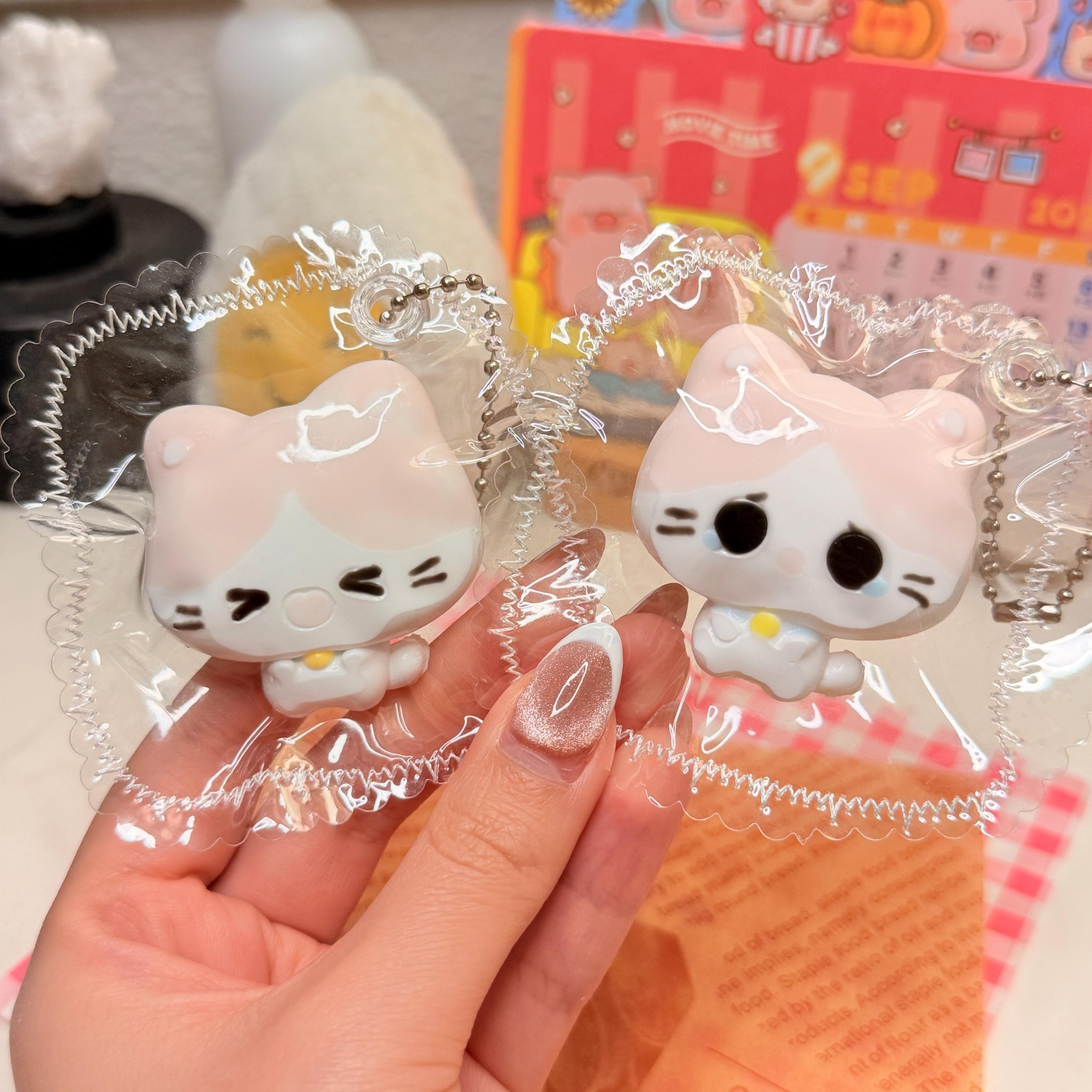 ミニマシュマロ猫デザートタバスクイーズおもちゃキーチェーン