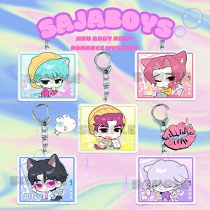 Kpop Demon Hunters inspired Keychain Charms – Saja boys acrylic Keychains - Abby Baby Romance Jinu Mystery keychain - Preorder