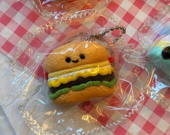 Mini Food Toy Squishy Burger Japanese Keychain Charm 1 Random Figure