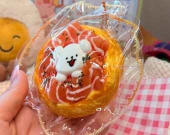 サーモンフードタバスクイーズおもちゃ、フードスクイーズキーホルダー