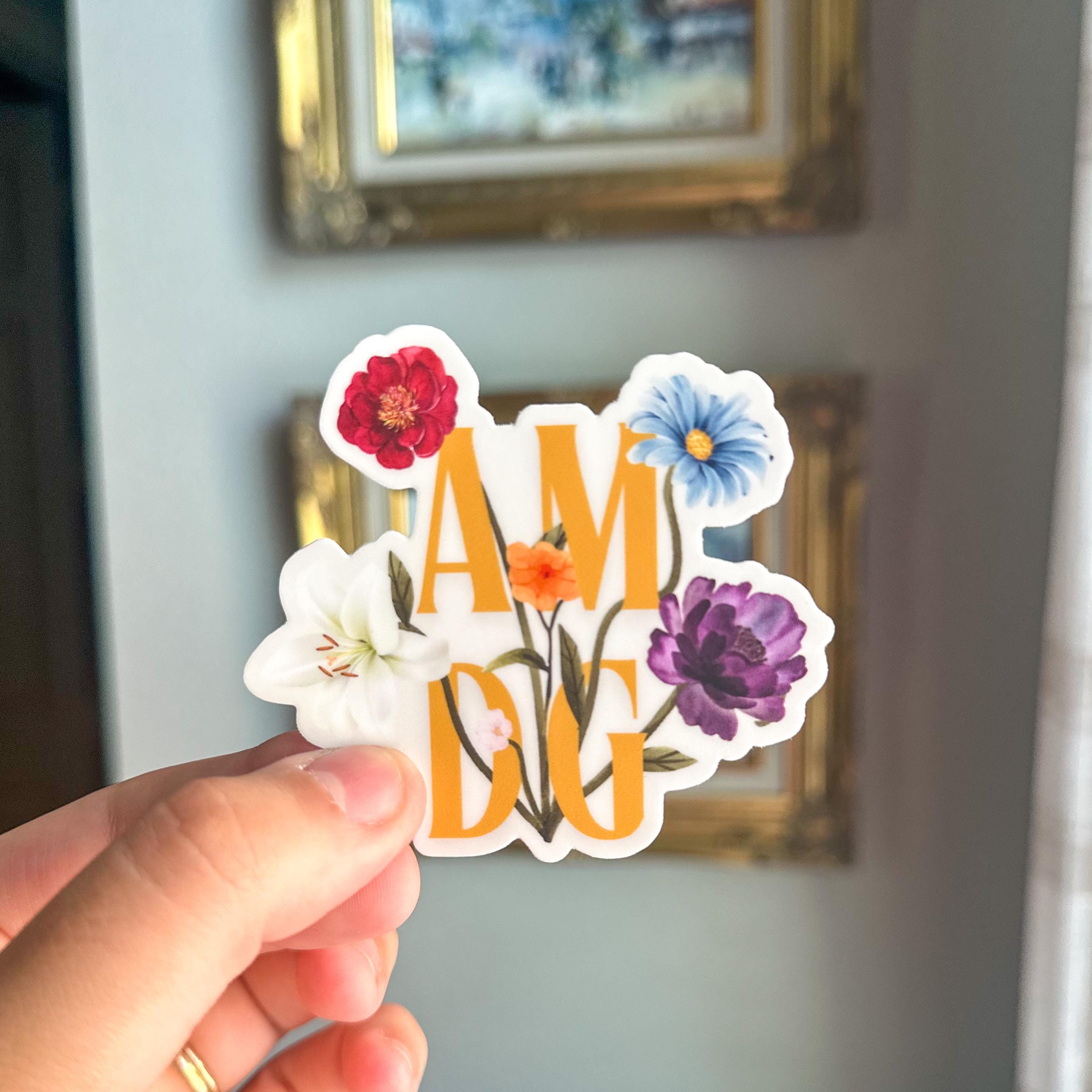 AMDG Floral Sticker - Ad Maiorem Dei Gloriam, Catholic Sticker ...