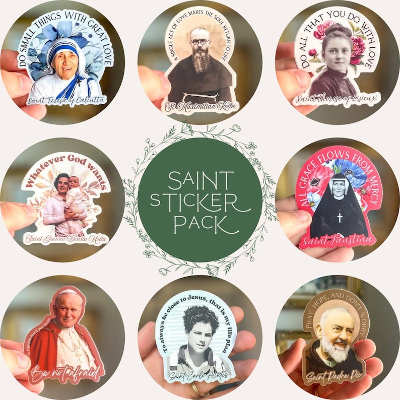 Catholic Saint Sticker Bundle - 8 Catholic Waterproof Vinyl Stickers ...
