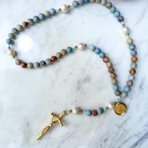 Handmade la Virgen de la Caridad del Cobre/Our Lady of Charity rosary, organic gemstone rosary, Catholic rosary, Patron Saint of Cuba
