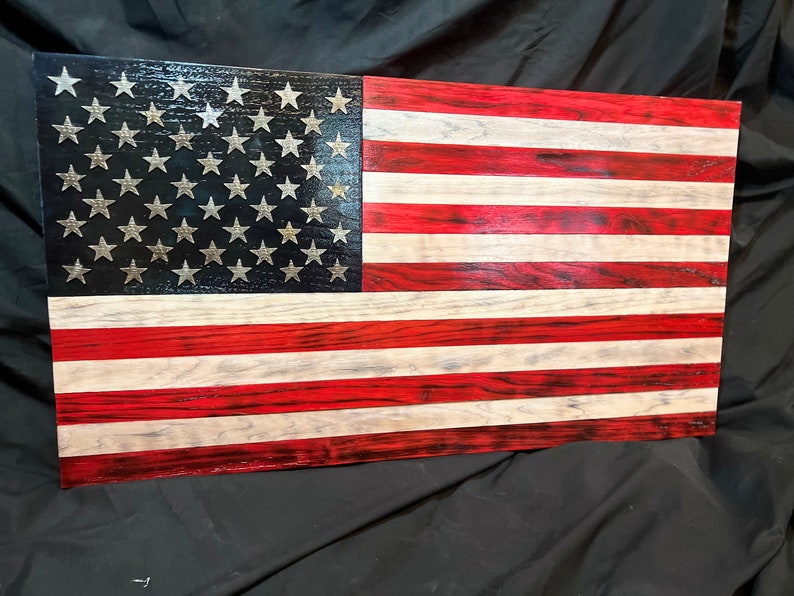 Rustic Wooden American Flag Etsy