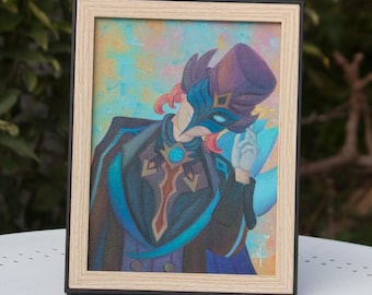 Wind Fatui Operative, oil painting on canvas, 18x24cm