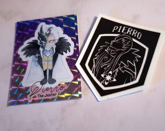 Genshin Impact Pierro mini sticker : chibi watercolor or glow in the dark emblem, available individually or as a set.