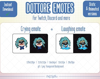 Set of 2 Dottore animated emotes | Laughing / Crying Dottore for Twitch, Discord | Animated Genshin fatui stream graphics