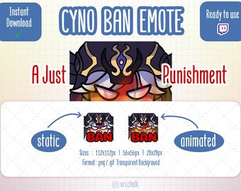 Ban Emote for Twitch, Cyno from Genshin Impact - Animated and Static Version