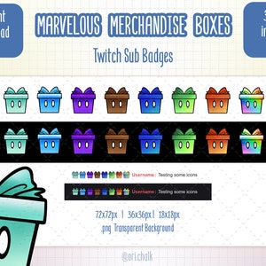 Marvelous Merchandise boxes Sub Badges for twitch, clean and stylish
