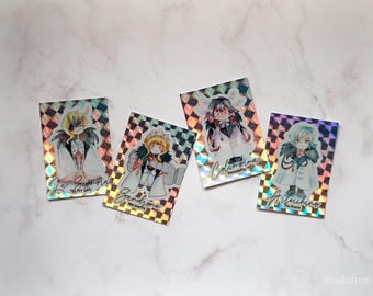 Mini holographic "Fatui Lady' sticker available individually or in a set with Sandrone, La Signora, Columbina, or Arlecchino