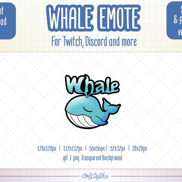 Rich whale animated emote for Twitch, Discord