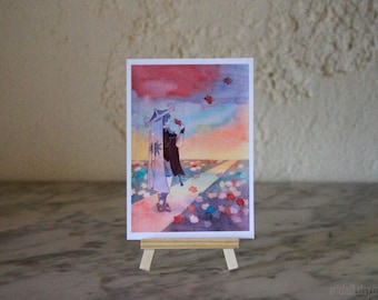 Scaramouche Herbststimmung, A6 Druck, Aquarell Reproduktion