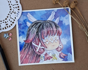 Original hand painted Columbina mini watercolor painting