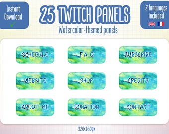 Twitch Panels - Watercolor themed / colorful design for artists