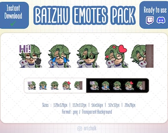 Baizhu from Genshin Impact emotes pack for Twitch, Discord