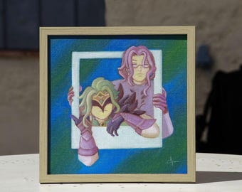 Dottore and Pantalone - Oil painting on canvas - 20x20cm - Framed and varnished