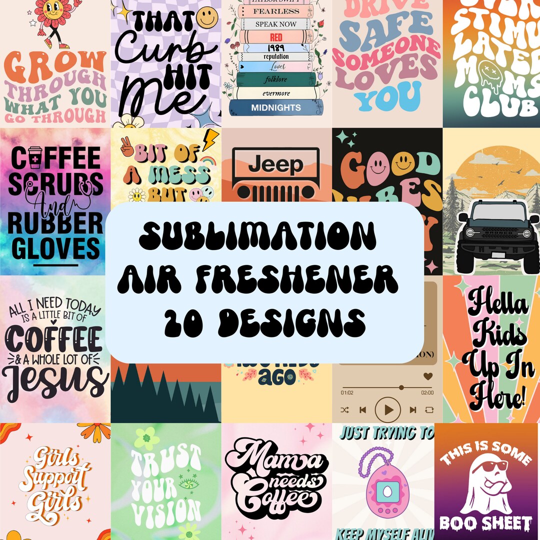 Sublimation Car Air Fresheners, 20 Design Bundle, Digital Download